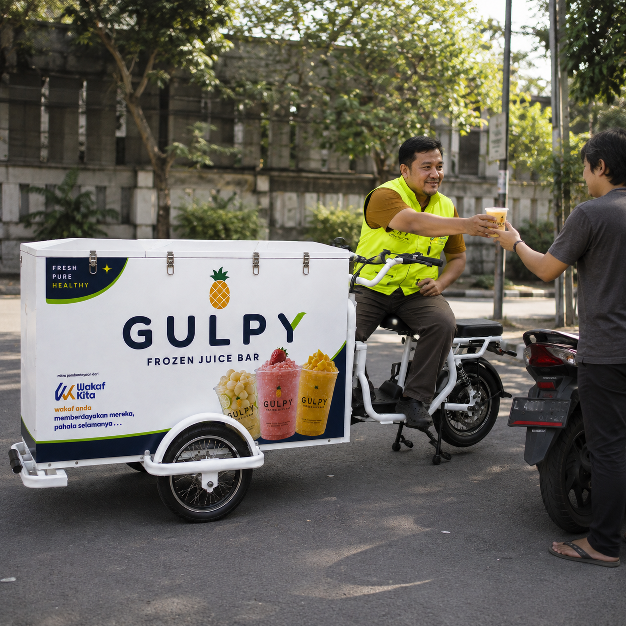 Rider Gulpy melayani pelanggan